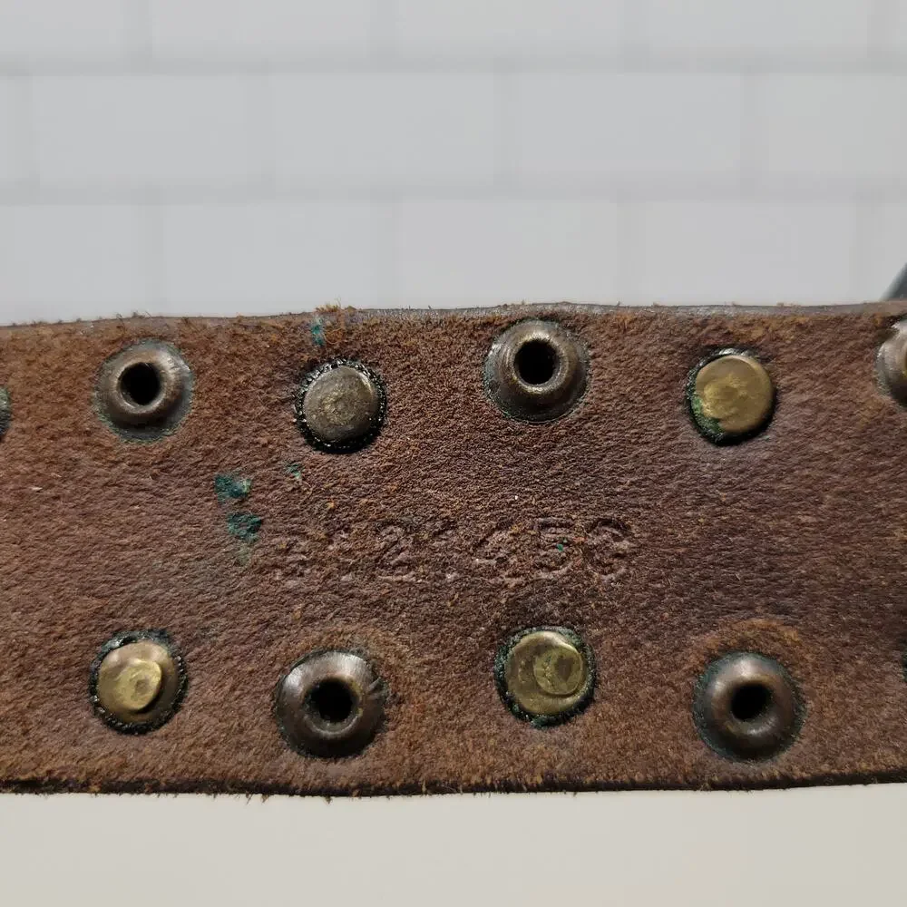 Nine West Brown Leather Studded Belt Turquoise Buckle Women's Size L/XL